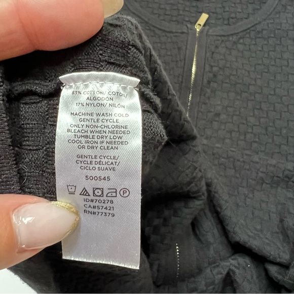 Ann Taylor Factory Black Zip Front Sweater with Gold Zipper - Picture 3 of 9